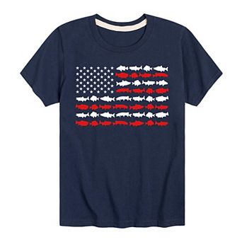 Boys 8-20 Americana Fish Flag Tee
