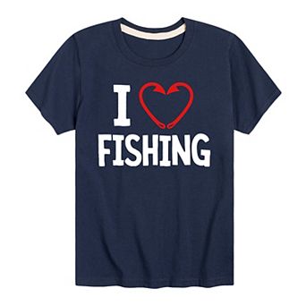 Boys 8-20 I Heart Fishing Tee