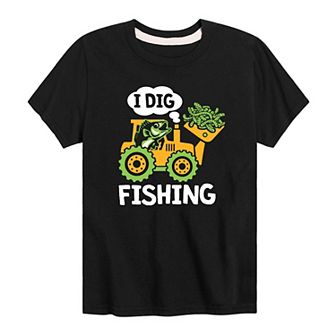 Boys 8-20 I Dig Fishing Construction Tee