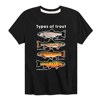 Boys 8-20 Types Of Trout Fishing Tee