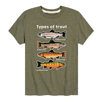 Boys 8-20 Types Of Trout Fishing Tee