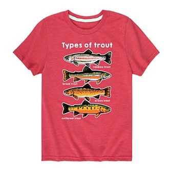 Boys 8-20 Types Of Trout Fishing Tee