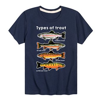 Boys 8-20 Types Of Trout Fishing Tee