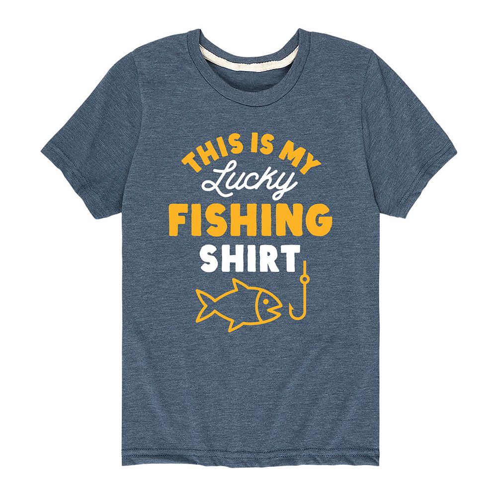 Boys 8-20 This Is My Lucky Fishing Shirt Tee, Boy's, Size: Medium, Med Blue