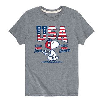 Boys 8-20 Peanuts USA Snoopy Brave Tee