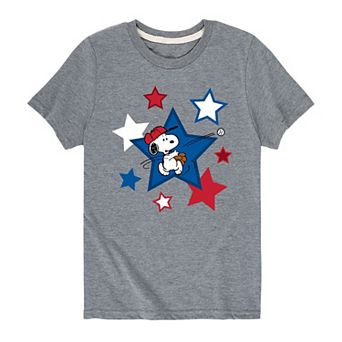 Boys 8-20 Peanuts Baseball Snoopy Stars Tee