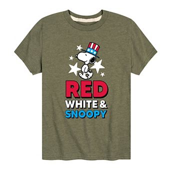 Boys 8-20 Peanuts Red White Snoopy Tee
