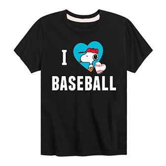 Boys 8-20 Peanuts I Love Baseball Snoopy Tee