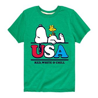 Boys 8-20 Peanuts USA Red White Chill Tee