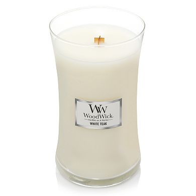 WoodWick White Teak Large Hourglass Candle Jar