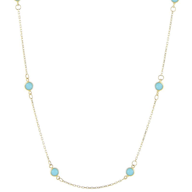 45952719 14k Gold & Simulated Turquoise Station Necklace, W sku 45952719