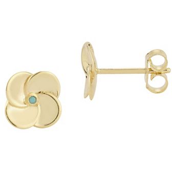 LUMINOR GOLD 14k Gold & Simulated Turquoise Flower Stud Earrings