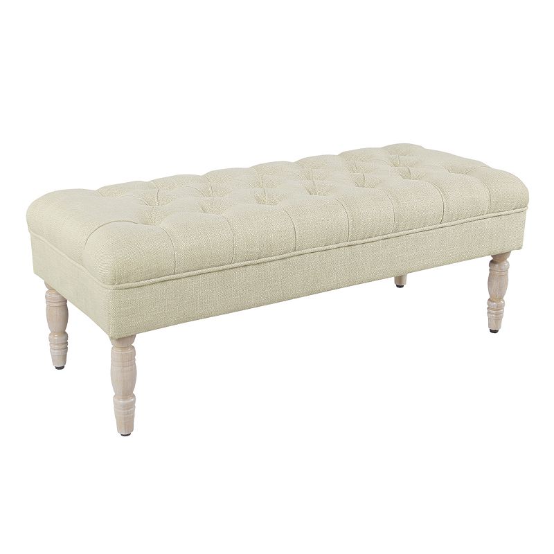 HomePop Classic Tufted Bench, White