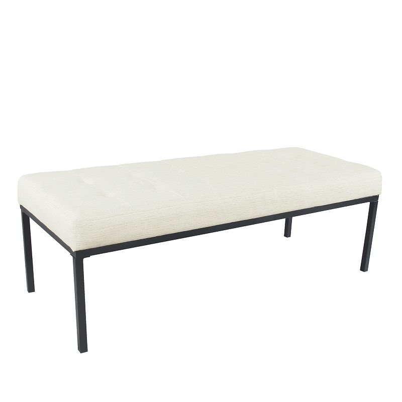 HomePop Tufted Bench, White