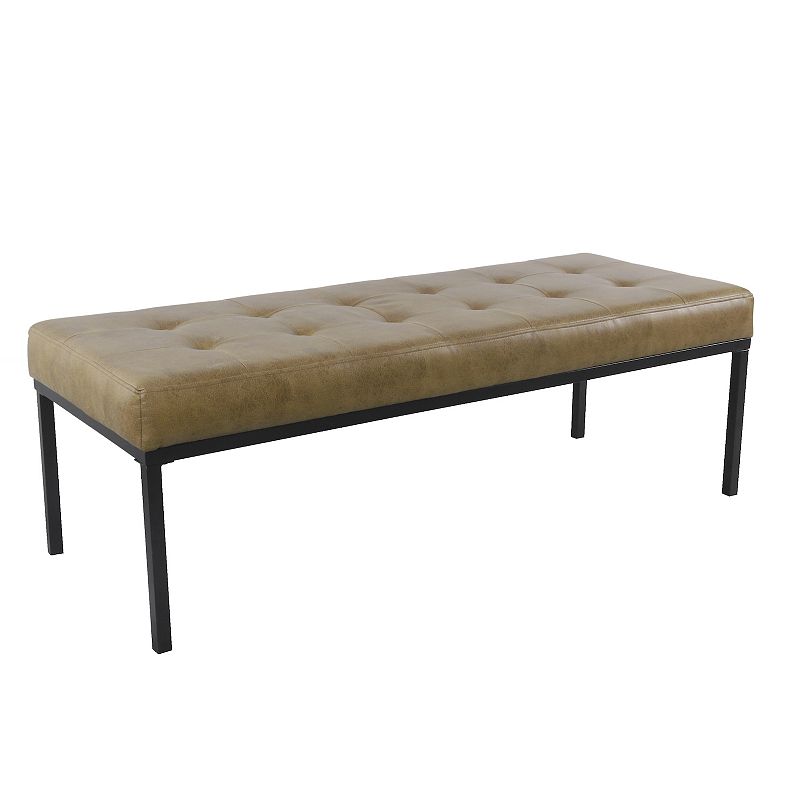 HomePop Tufted Bench, Brown