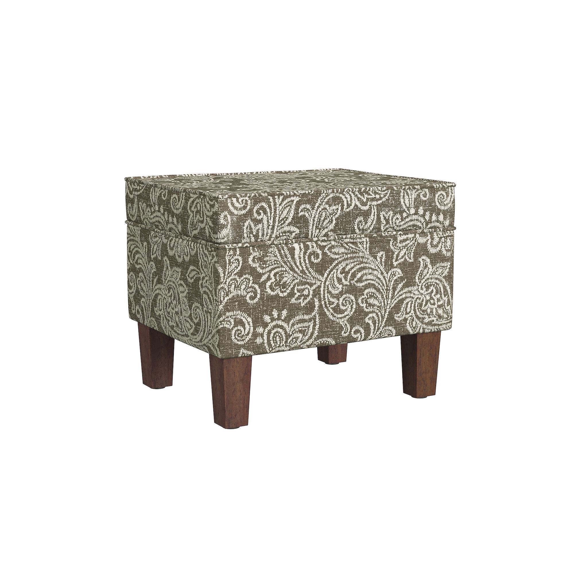 HomePop Hidden Storage Ottoman, Brown Jacobean