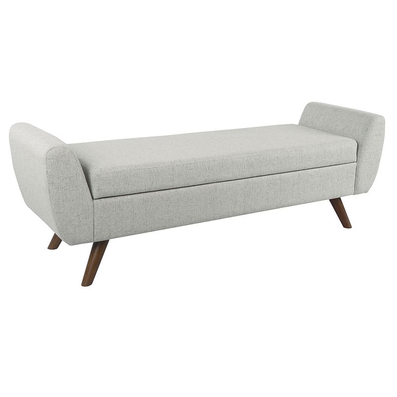 HomePop Modern Storage Bench with Wood Legs Woven Gray - HomePop: Upholstered Ottoman for Bedroom, End of Bed Seating