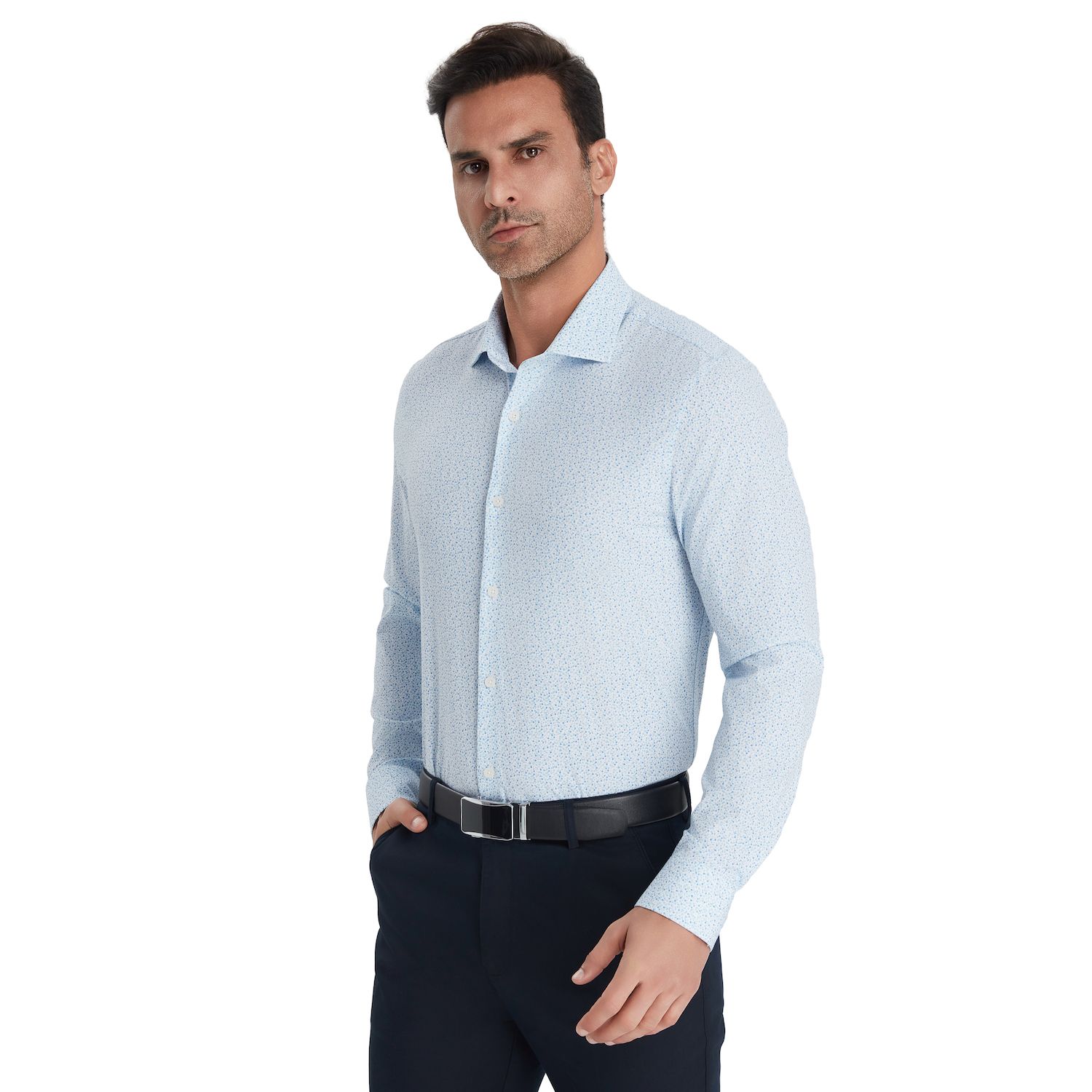 Men's Bespoke Slim-Fit Wrinkle Free Performance Dress Shirt, Size: XL-34/35, White