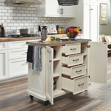 homestyles Seaside Lodge Stainless Steel Top Kitchen Island / Cart