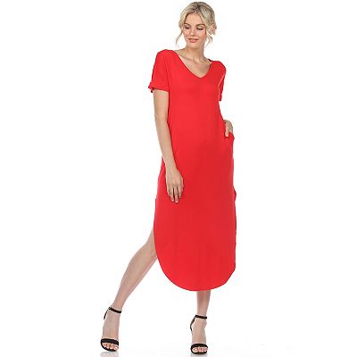 Women s White Mark Short Sleeve V Neck Maxi Dress