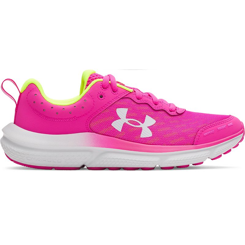 Under Armour Assert 10 Big Kids Running Shoes, Girl's, Size: 5, Rebel Pink Yellow