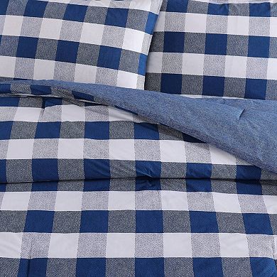 Wrangler Bison Plaid Blue Comforter Set