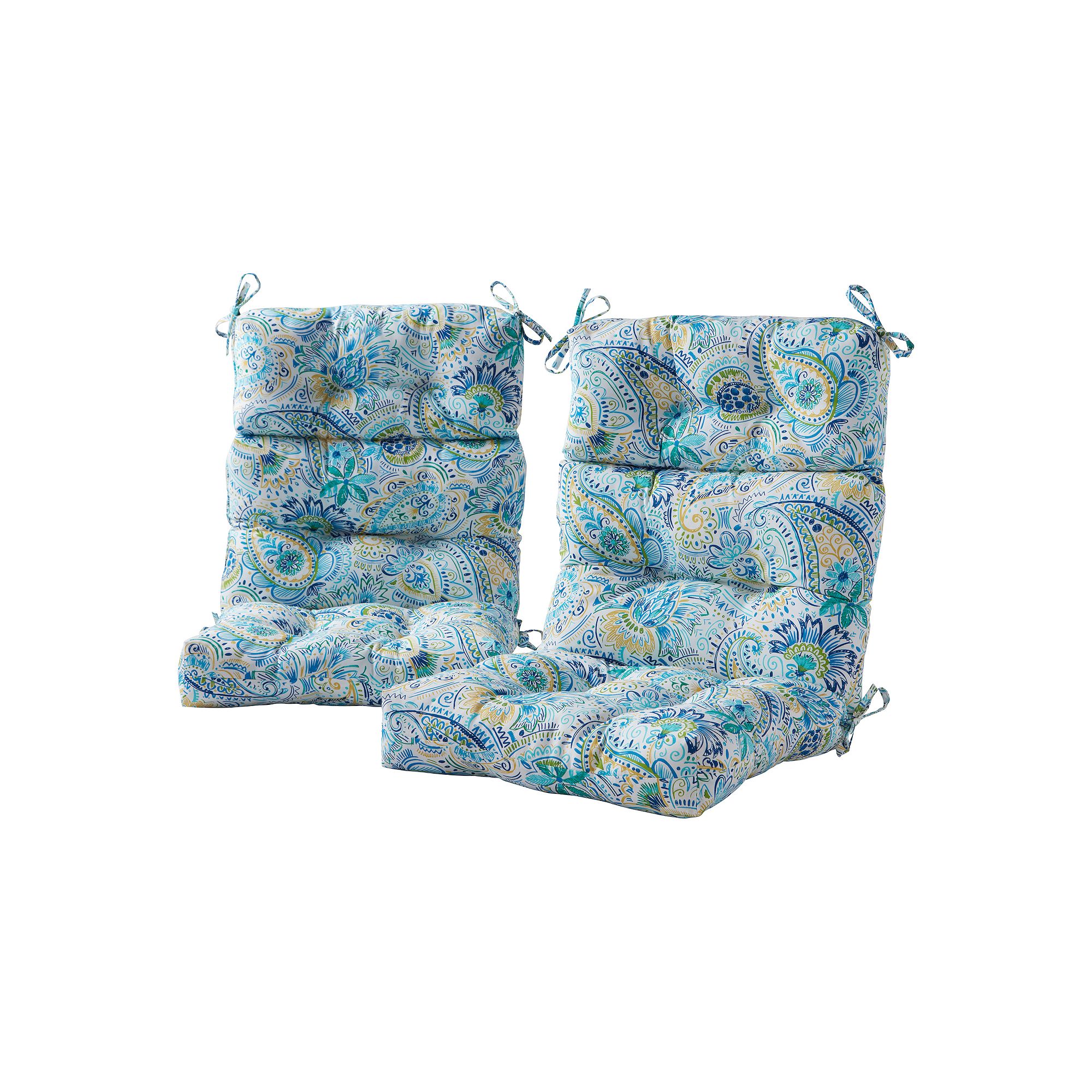 Greendale Home Fashions 2-piece Outdoor High Back Chair Cushion Set, Baltic
