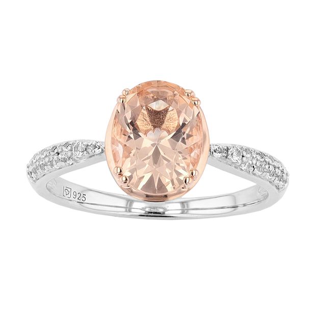 Simulated morganite ring rose on sale gold