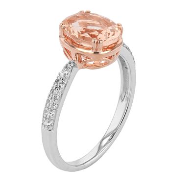 14k Rose Gold Over Silver Simulated Morganite & Lab-Created White Sapphire Ring