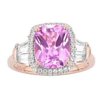 14k Rose Gold Over Silver Lab-Created Pink & White Sapphire Ring