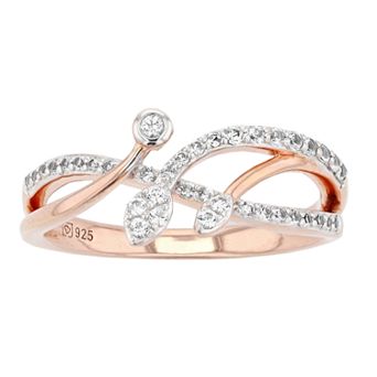 14k Rose Gold Over Silver Lab-Created White Sapphire Ring