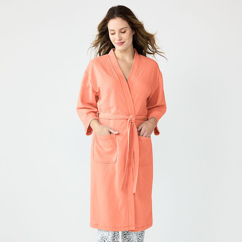 Womens Sonoma Goods For Life Cloud Knit 3/4 Sleeve Robe, Size: Small, Med 