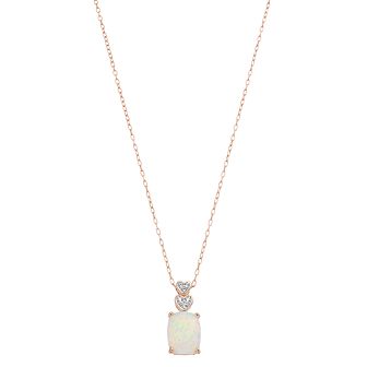 14k Rose Gold Over Silver Lab-Created Opal & Lab-Created White Sapphire Pendant Necklace