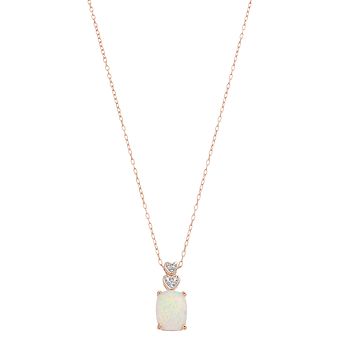 14k Rose Gold Over Silver Lab-Created Opal & Lab-Created White Sapphire Pendant Necklace