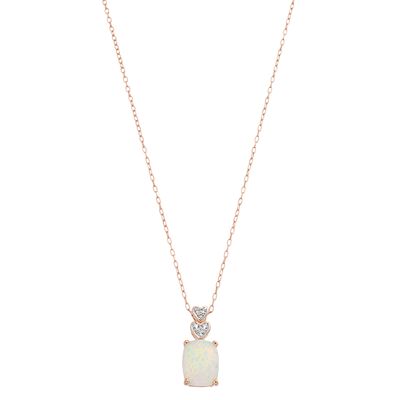 14k Rose Gold Over Silver Lab-Created Opal Lab-Created White