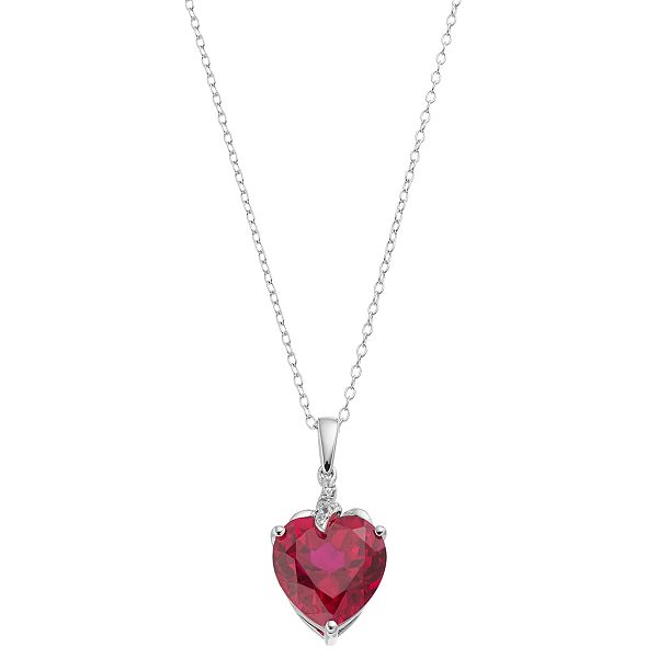 Sterling Silver Lab-Created Ruby & Lab-Created White Sapphire Heart ...