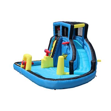 Banzai Battle Blast Inflatable Water Park Play Center Water Slide, Climbing Wall & Splash Pool