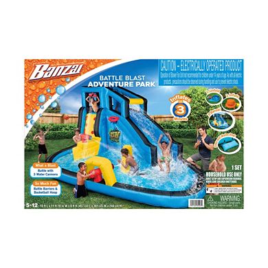 Banzai Battle Blast Inflatable Water Park Play Center Water Slide, Climbing Wall & Splash Pool