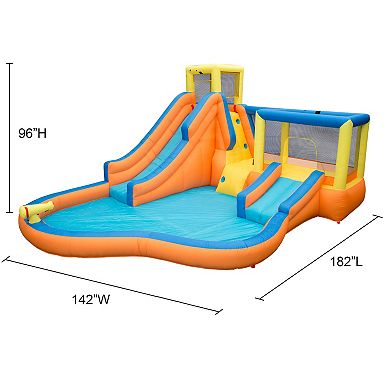 Banzai Inflatable Slide 'N Bounce Splash Park Water Park 3 Levels of Fun!