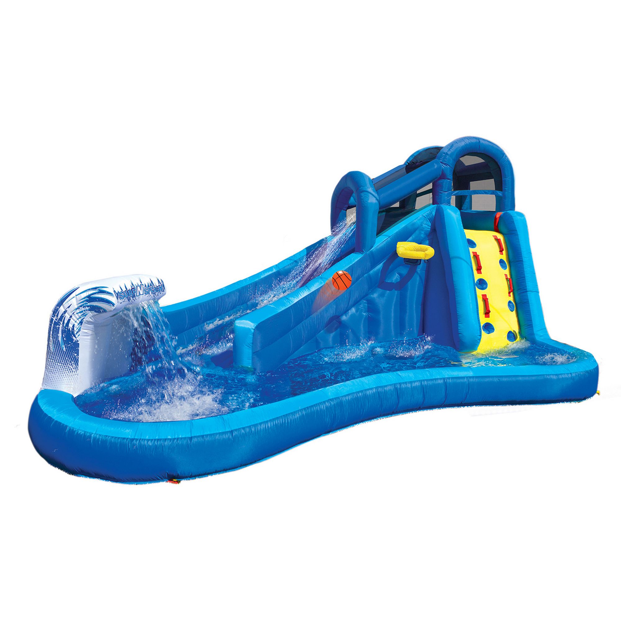 Banzai Surf N Splash Water Park Slide with Basketball Hoop, Multi