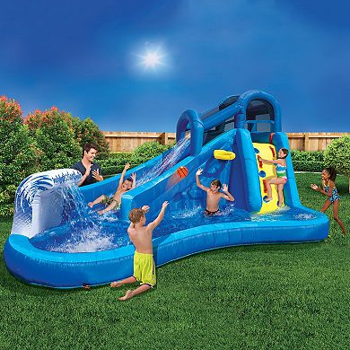 Banzai Surf N' Splash Water Park Slide with Basketball Hoop