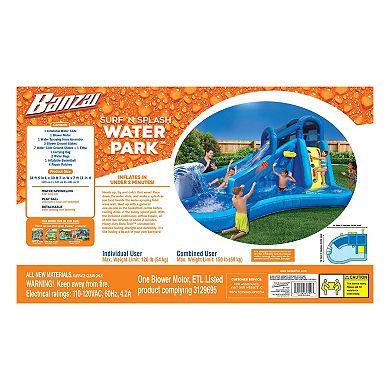 Banzai Surf N' Splash Water Park Slide with Basketball Hoop