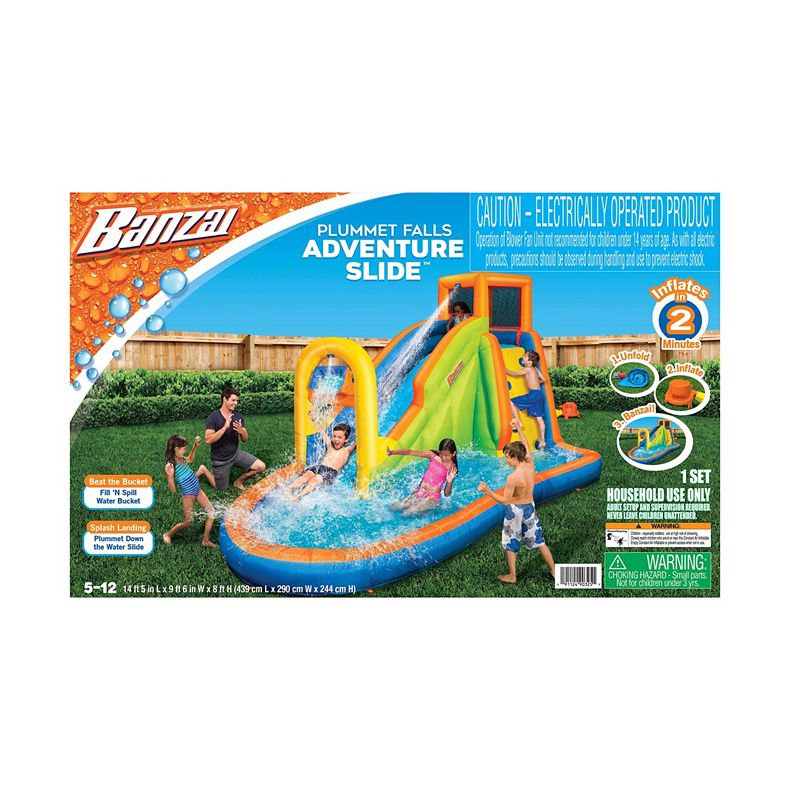 Banzai Plummet Falls Adventure Slide with Fill & Spill Water Bucket