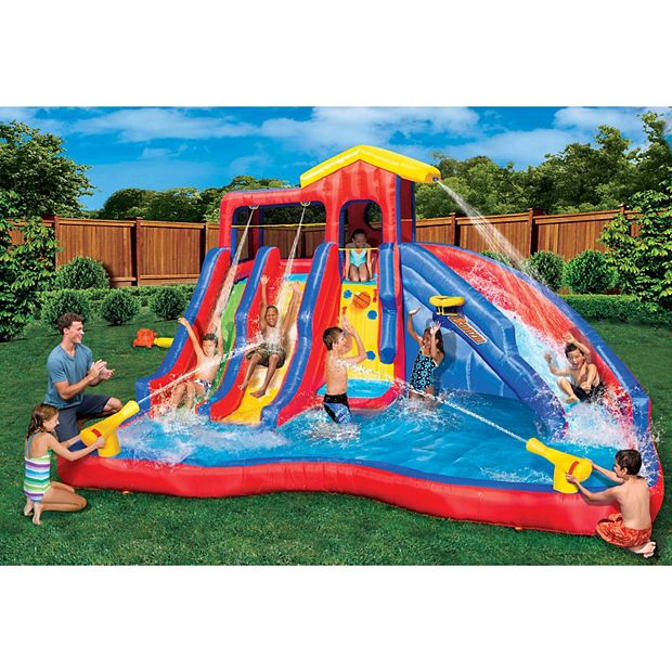 Banzai hydro blast inflatable water park with slides deals and water cannons