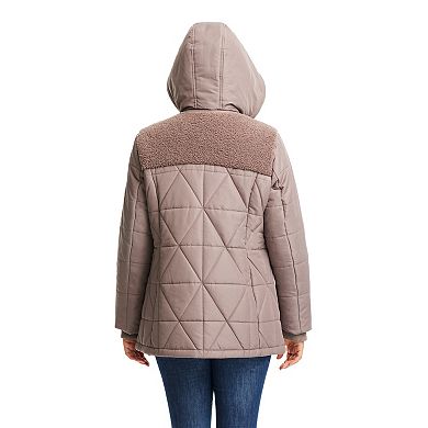 Women's d.e.t.a.i.l.s Hooded Mixed-Media Quilted Jacket