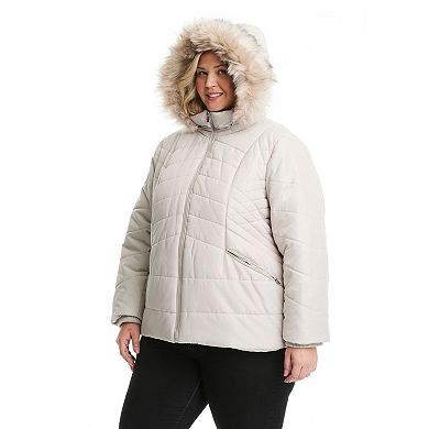 Plus Size d.e.t.a.i.l.s Hood Quilted Jacket