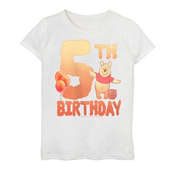 Disney's Winnie The Pooh Girls 7-16 5th Birthday Pooh Bear Graphic Tee
