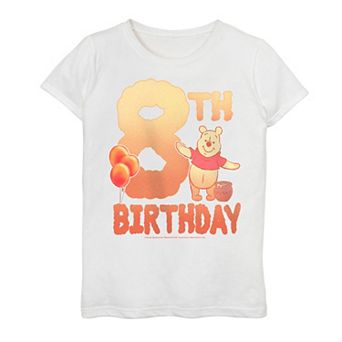Disney's Winnie The Pooh Girls 7-16 8th Birthday Pooh Bear Graphic Tee