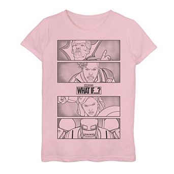 Girls 7-16 Marvel What If Hero Panels Drawing Graphic Tee