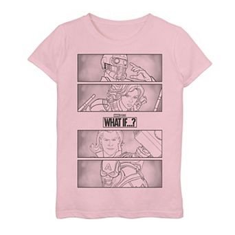 Girls 7-16 Marvel What If Hero Panels 2 Drawing Graphic Tee